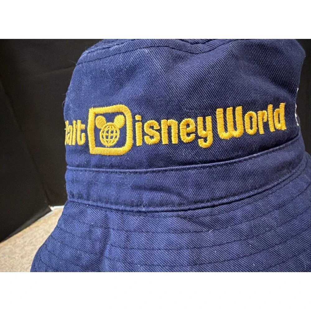 Walt Disney World  Resort Park Exclusive Navy Blue Yellow Summer Bucket Hat Cap - Picture 2 of 4